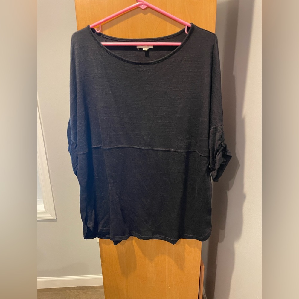 Max Studio 1X Black Top with Sleeve Detail